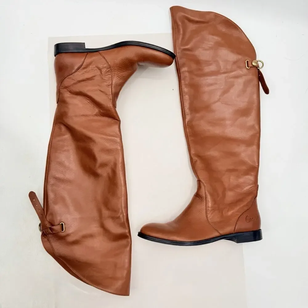Coach Cheyenne Brown Soft Calf Leather Over the Knee Riding Boots Womens 8